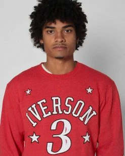 Roots of Fight Sales 41 Allen Iverson #3 Red Sweatshirt SPORT AND ICON