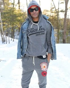 Bruce Lee Script Grey Pullover Hoody