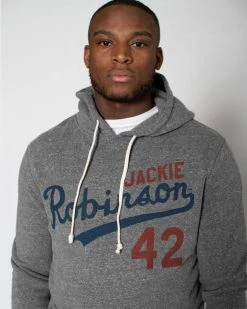 Jackie Robinson #42 Classic Grey PO Hoody SPORT AND ICON 19 Jackie Robinson #42 Classic Grey PO Hoody SPORT AND ICON