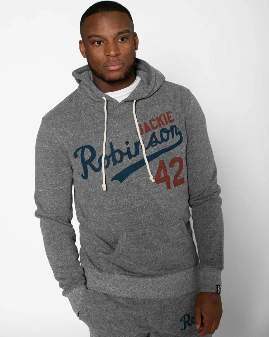 Jackie Robinson #42 Classic Grey PO Hoody SPORT AND ICON 3 Jackie Robinson #42 Classic Grey PO Hoody SPORT AND ICON