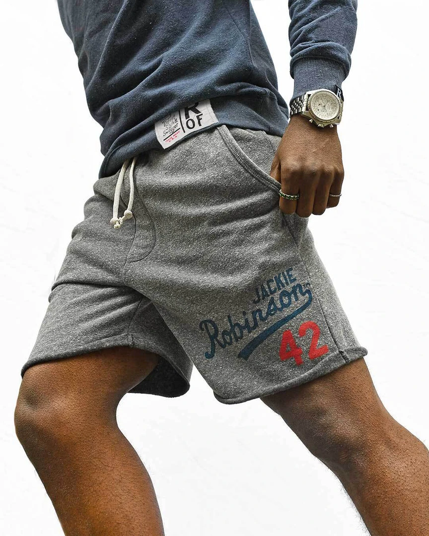 SPORT AND ICON Jackie Robinson #42 Classic Grey Shorts 3 SPORT AND ICON Jackie Robinson #42 Classic Grey Shorts