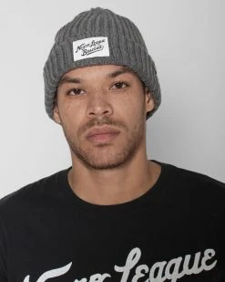 NLB Script Chunky Knit Grey Beanie