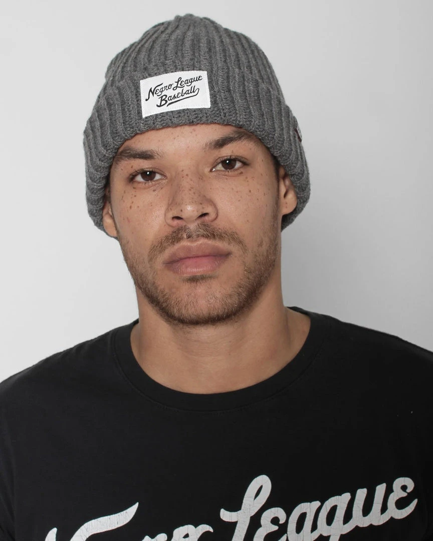 NLB Script Chunky Knit Grey Beanie 4 NLB Script Chunky Knit Grey Beanie