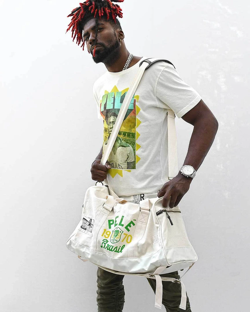 NEW ARRIVALS Pelé Brasil #10 Ivory Duffle Bag 4 NEW ARRIVALS Pelé Brasil #10 Ivory Duffle Bag