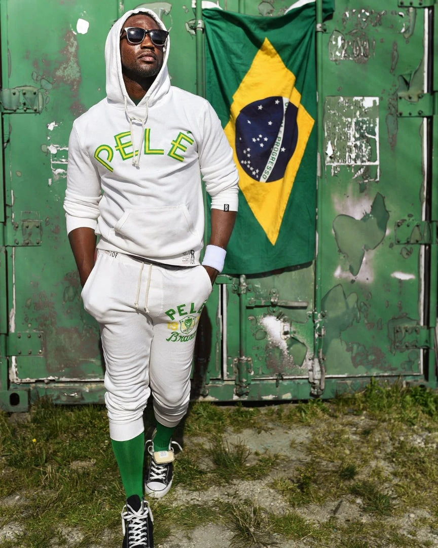 NEW ARRIVALS Pelé Brasil #10 Ivory Pullover Hoody 4 NEW ARRIVALS Pelé Brasil #10 Ivory Pullover Hoody
