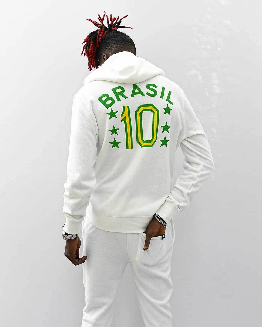 NEW ARRIVALS Pelé Brasil #10 Ivory Pullover Hoody 5 NEW ARRIVALS Pelé Brasil #10 Ivory Pullover Hoody